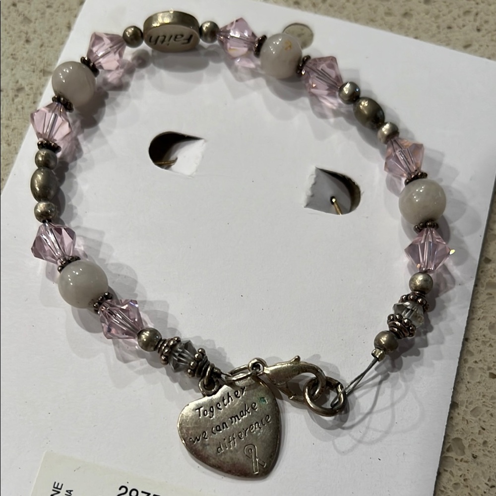 Pink and Silver Beaded Bracelet